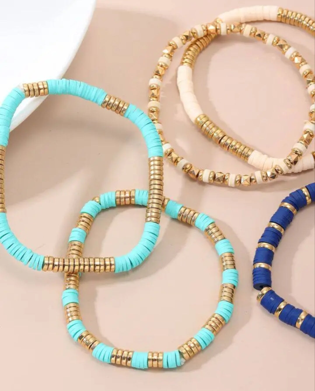 5pcs/set Color Block Beaded Bracelet