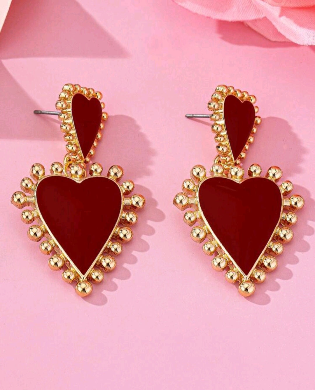 1 Pair Charming Simple Sweet Cute Punk Style European And American Metal Alloy Red Enamel Heart Drop Earrings, Suitable For Ladies Daily Wear, Socializing, Parties, PR, Valentine's Day Necklace, Couple Gift, Girlfriend Gift,Mom,Mother,Mother's Day,Gift