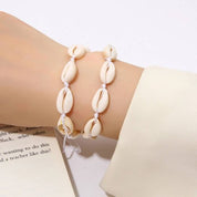 Bohemian Women’s Natural Shell Bracelets, Braided Rope Foot Anklet, Barefoot Girl Jewelry, Handmade Gift for Ladies