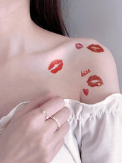 Red Lips Temporary Tattoo