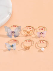 Pearl & Butterfly Ring Set