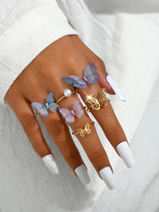 Pearl & Butterfly Ring Set