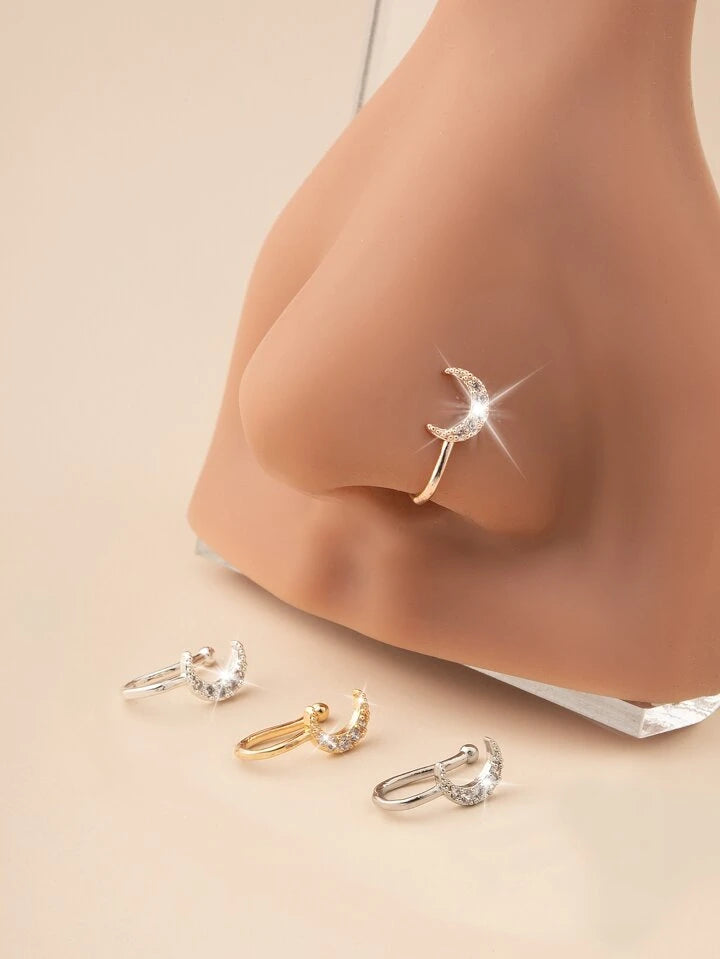 Set of 4 Crescent Moon Nose Studs