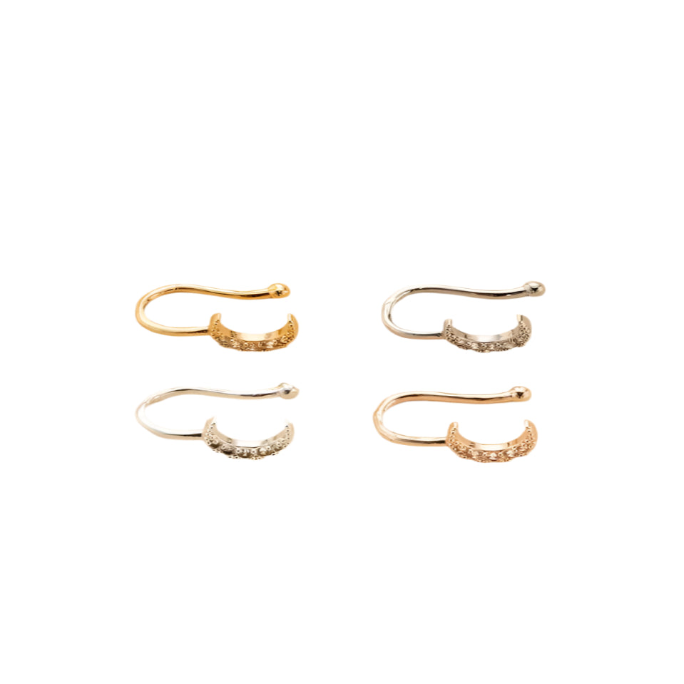 Set of 4 Crescent Moon Nose Studs