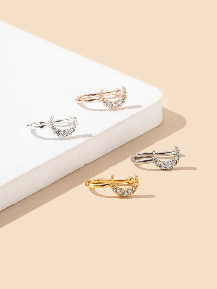 Set of 4 Crescent Moon Nose Studs