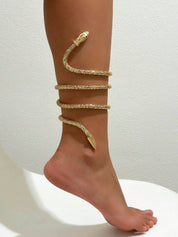 Snake-Wrapped Metal Ankle Bracelet