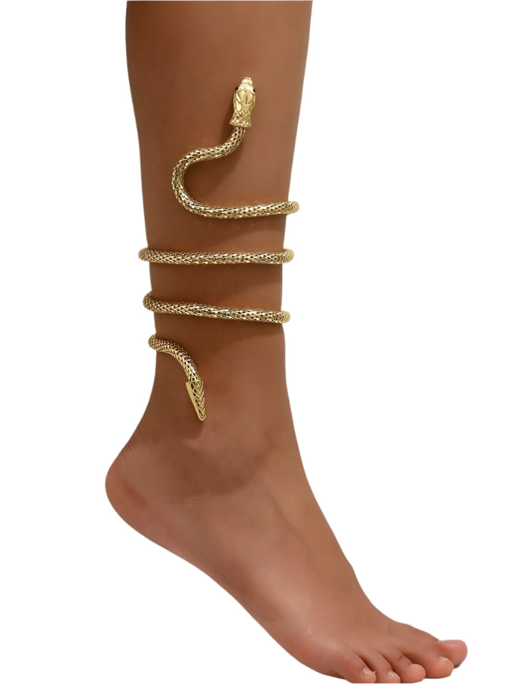 Snake-Wrapped Metal Ankle Bracelet