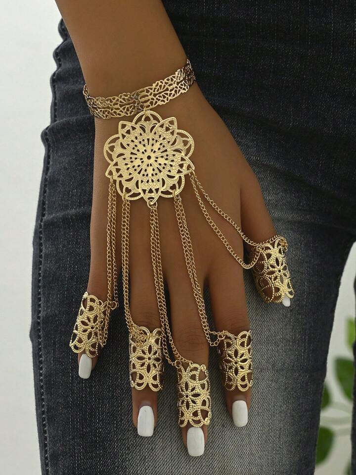 Rose-Link Metal Bracelet