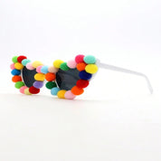 Bohemian Sunglasses & Colorful Velvet Ball Earrings