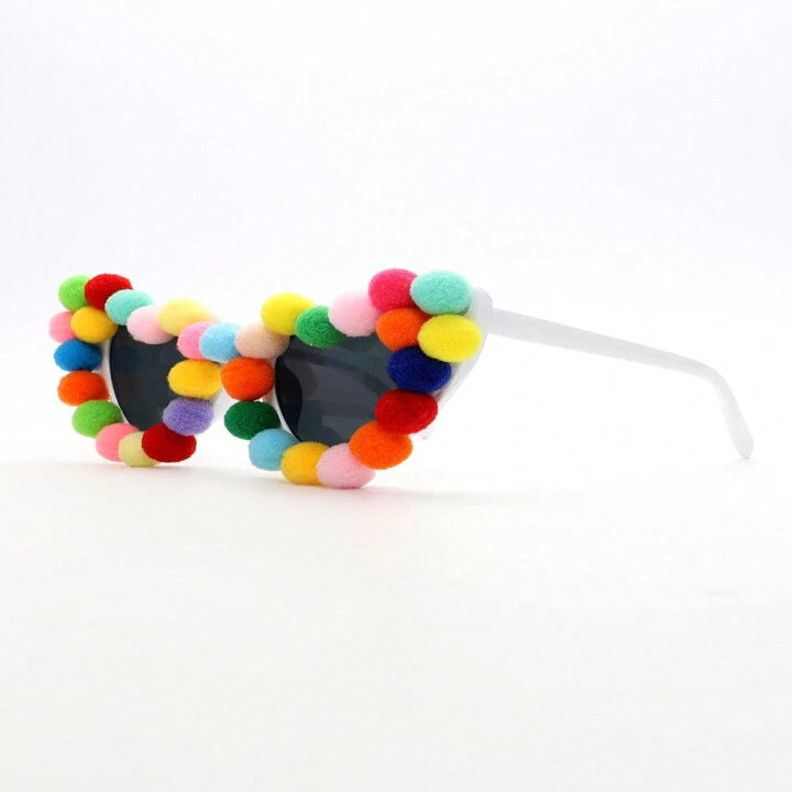 Bohemian Sunglasses & Colorful Velvet Ball Earrings