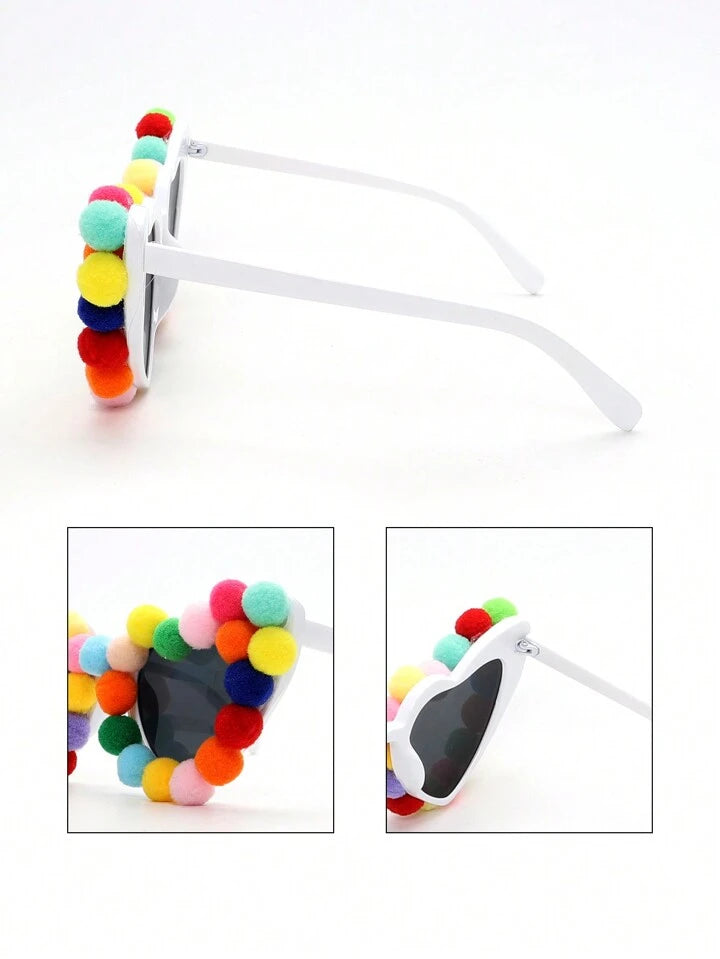 Bohemian Sunglasses & Colorful Velvet Ball Earrings
