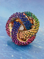 3D Metallic Flower Ring