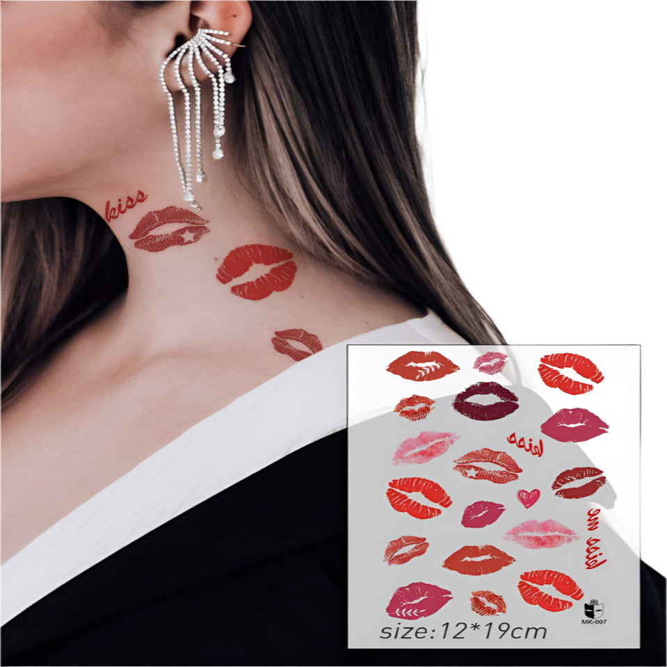 Red Lips Temporary Tattoo