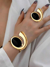 Spiral Bracelet & Ring with Pearl Accents