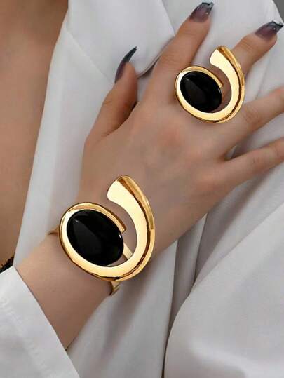 Spiral Bracelet & Ring with Pearl Accents