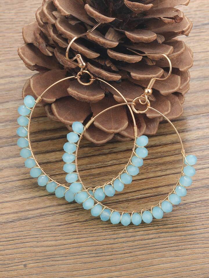 Crystal-Coated Copper Wire Earrings