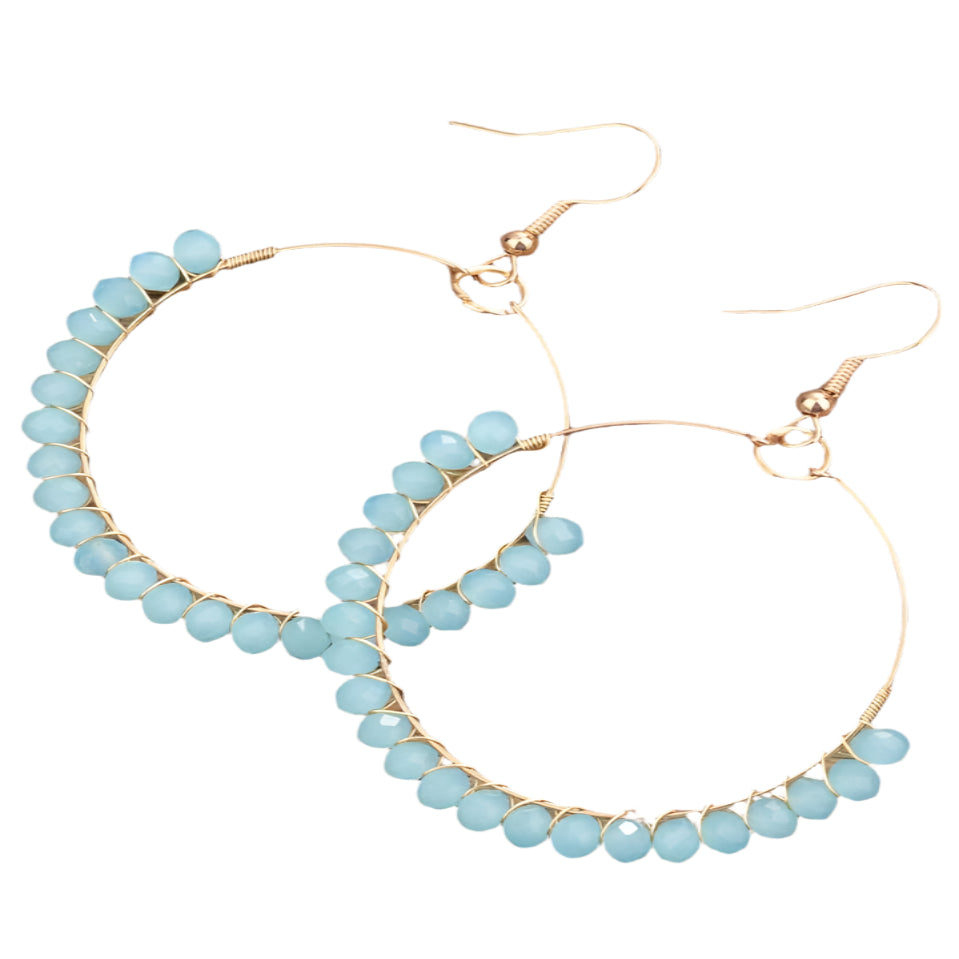 Crystal-Coated Copper Wire Earrings