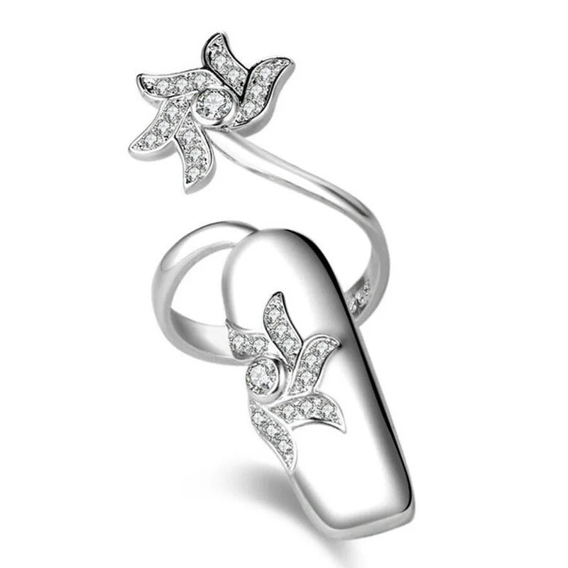 Crystal Flower Nail Ring