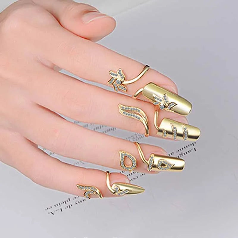 Crystal Flower Nail Ring