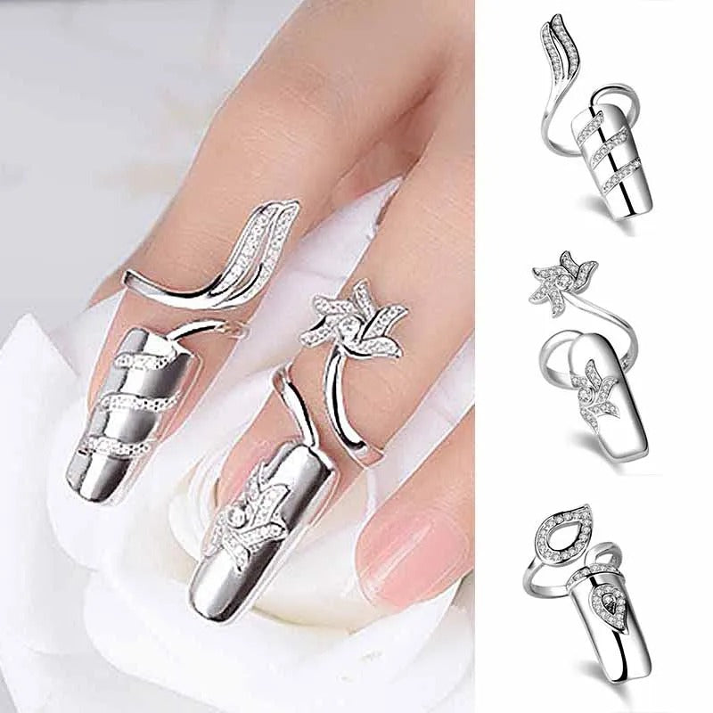 Crystal Flower Nail Ring