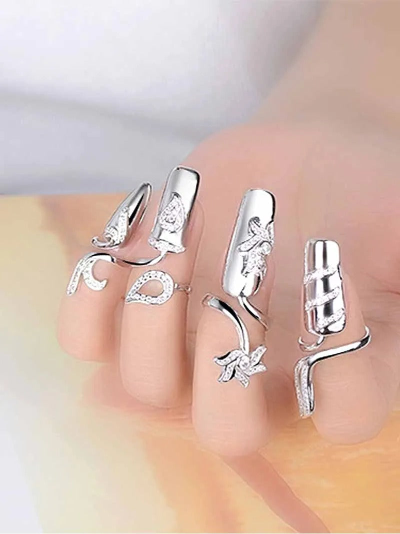 Crystal Flower Nail Ring