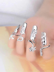 Crystal Flower Nail Ring