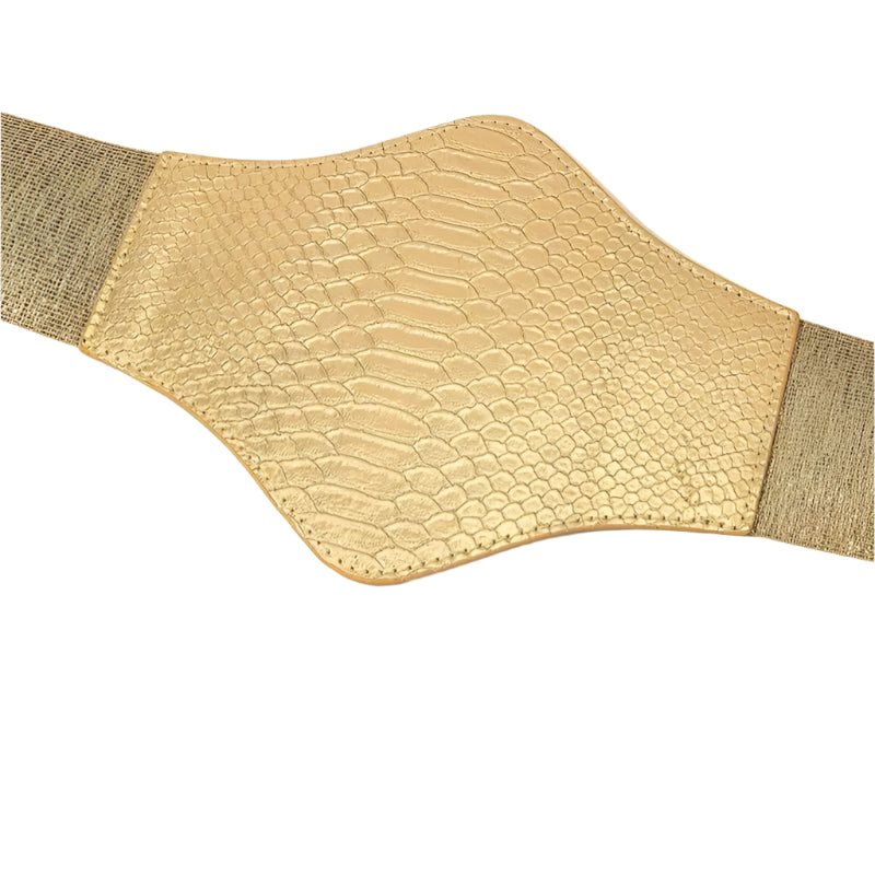 Women's Snake Print Waist Belt – Gold