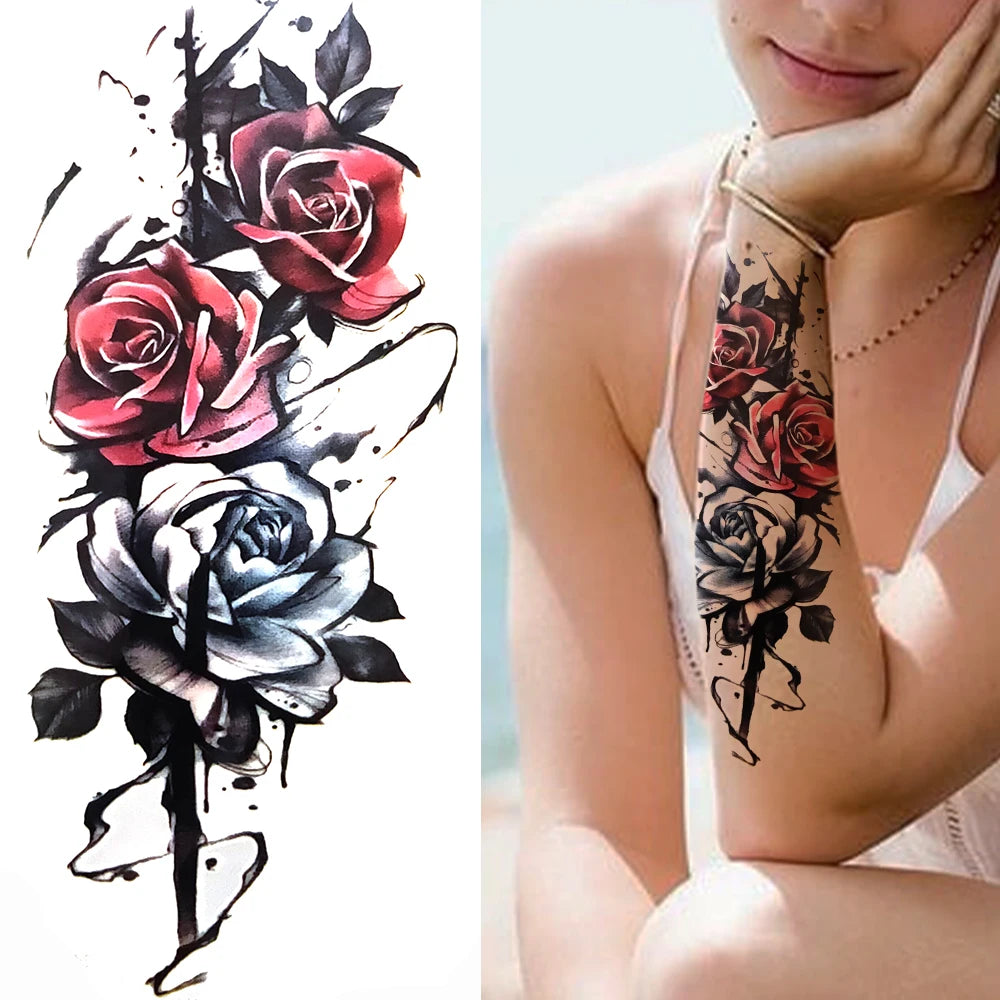 Temporary Peony Flower Tattoo