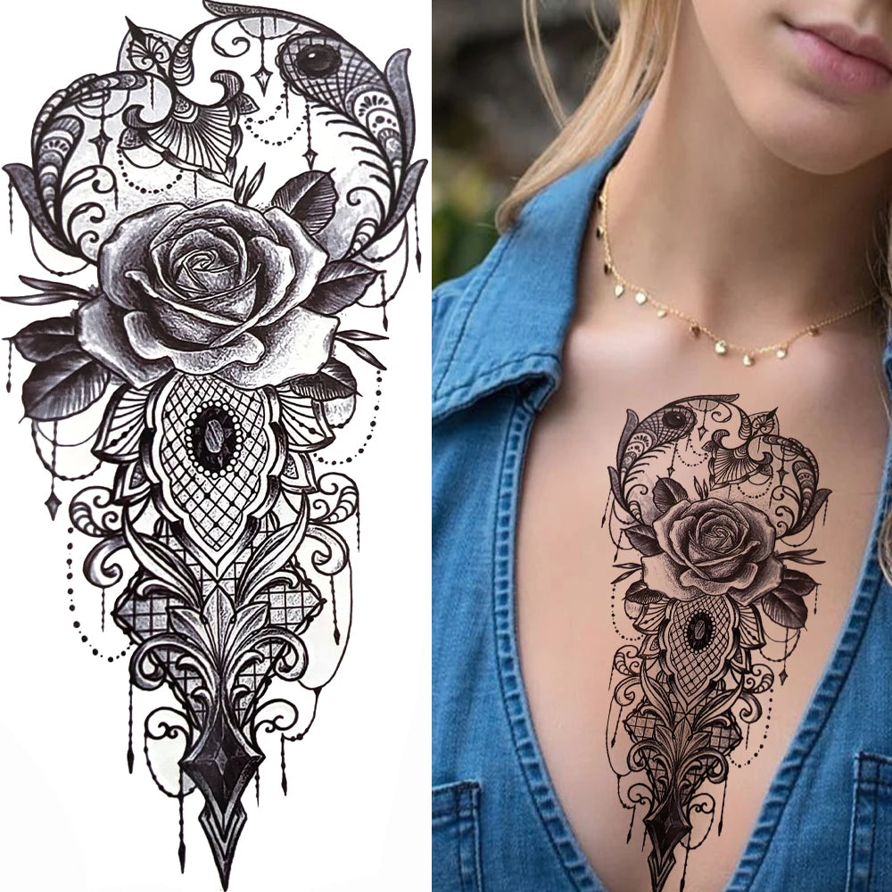 Temporary Peony Flower Tattoo