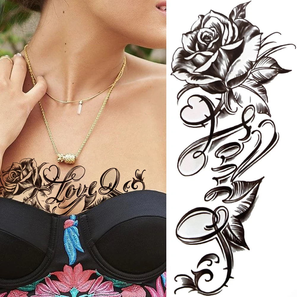 Temporary Peony Flower Tattoo
