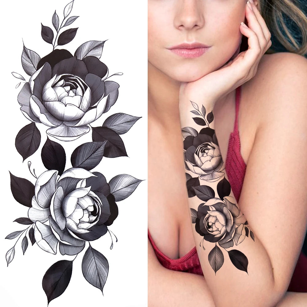 Temporary Peony Flower Tattoo