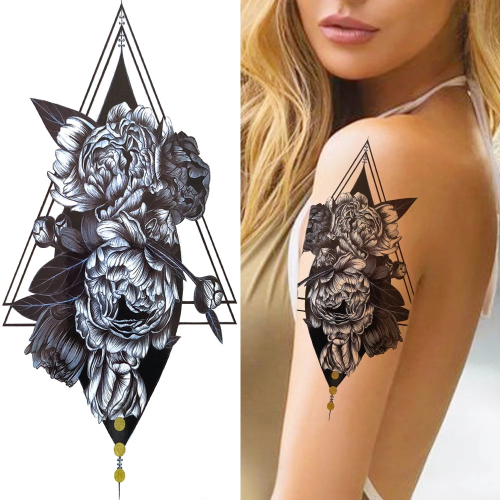 Temporary Peony Flower Tattoo