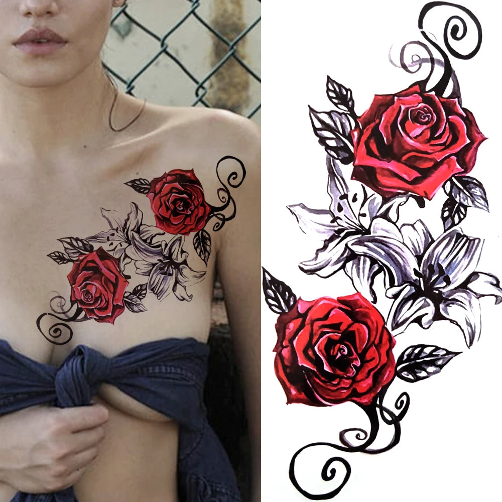 Temporary Peony Flower Tattoo