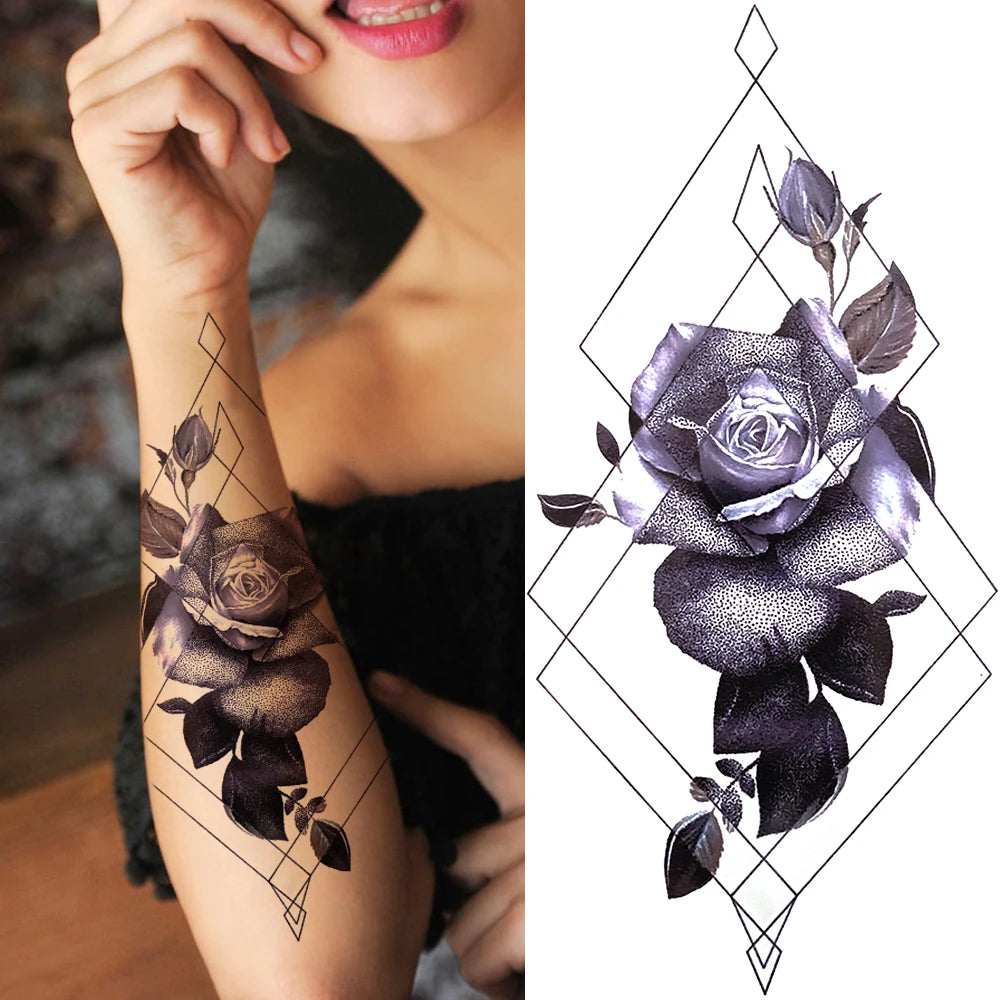Temporary Peony Flower Tattoo