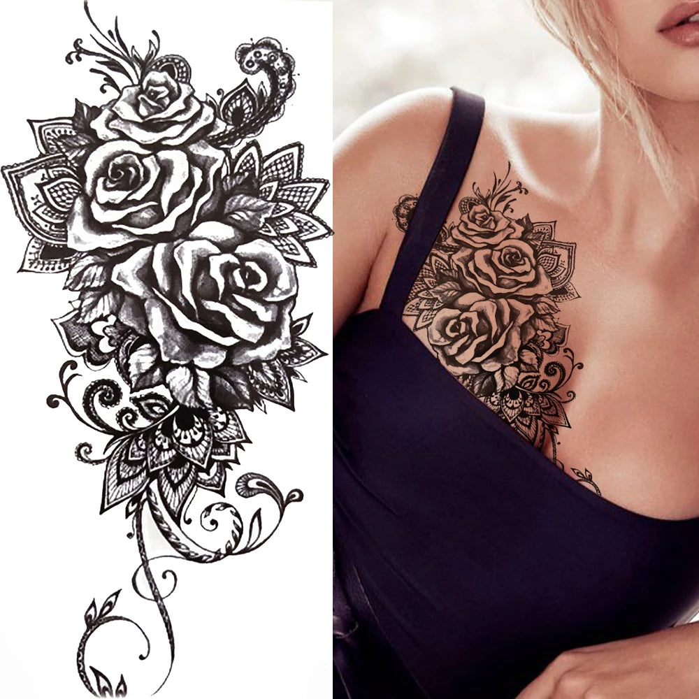 Temporary Peony Flower Tattoo