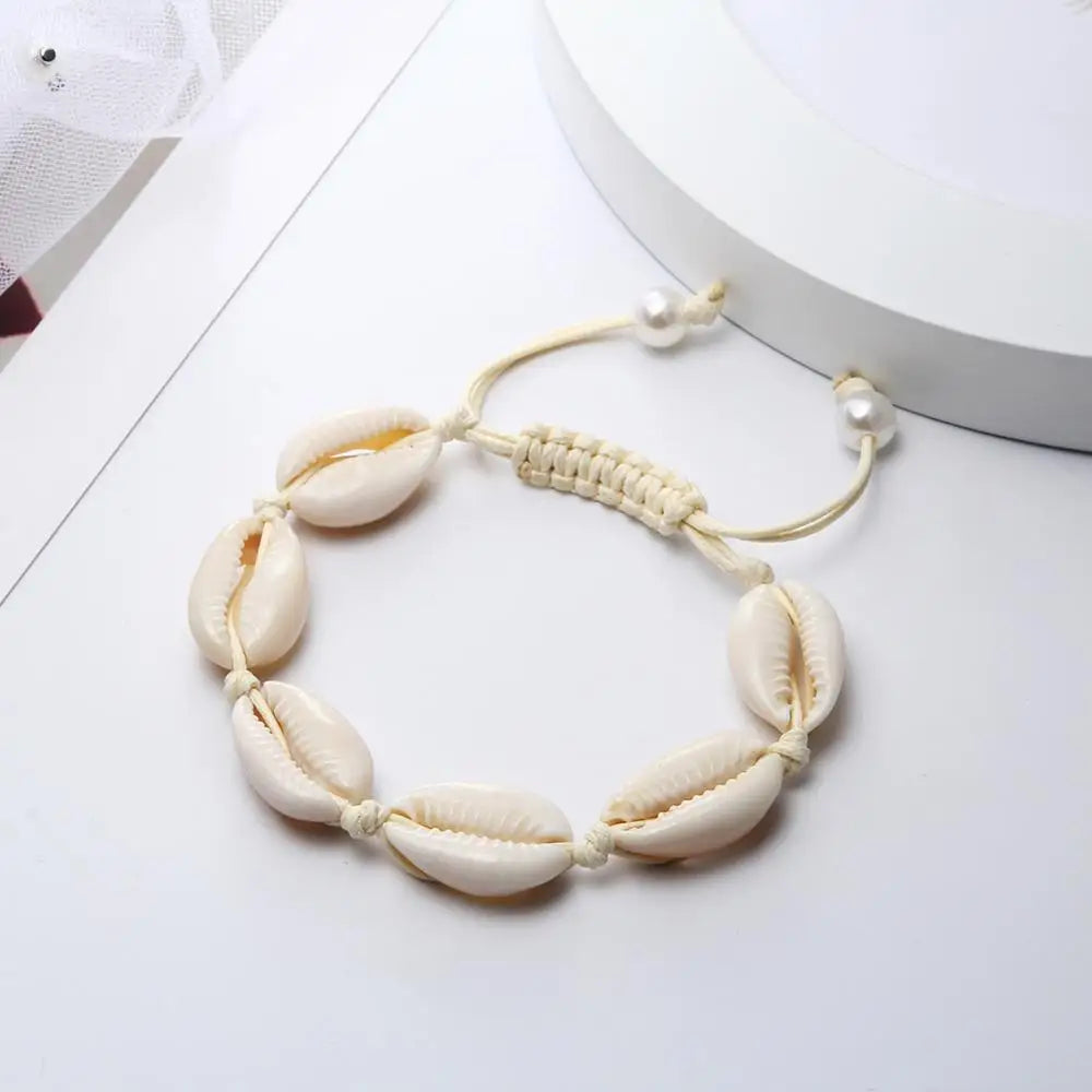 Handwoven Shell Charm Bracelet