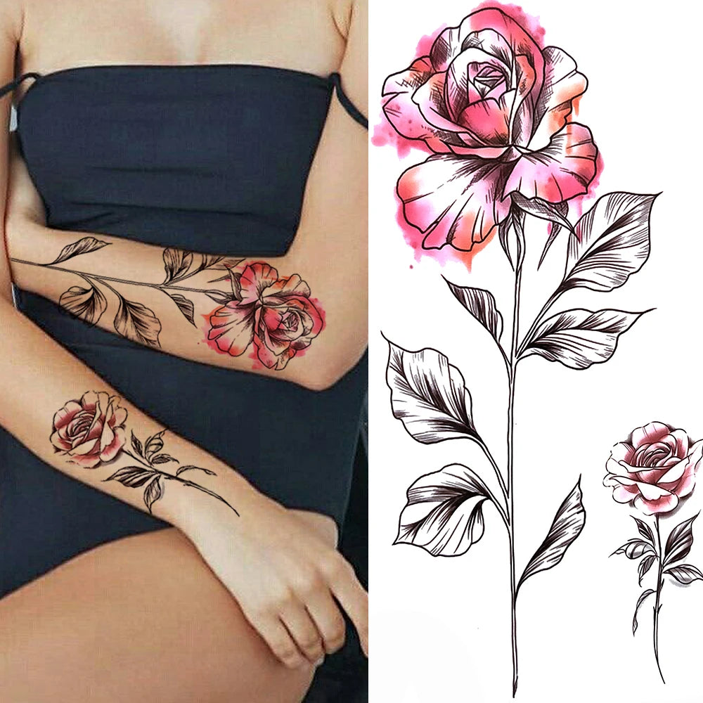 Temporary Peony Flower Tattoo