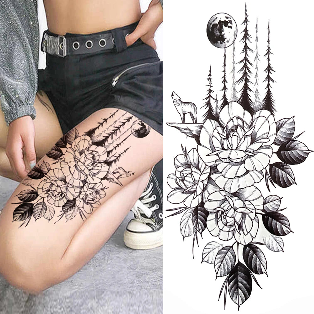 Temporary Peony Flower Tattoo