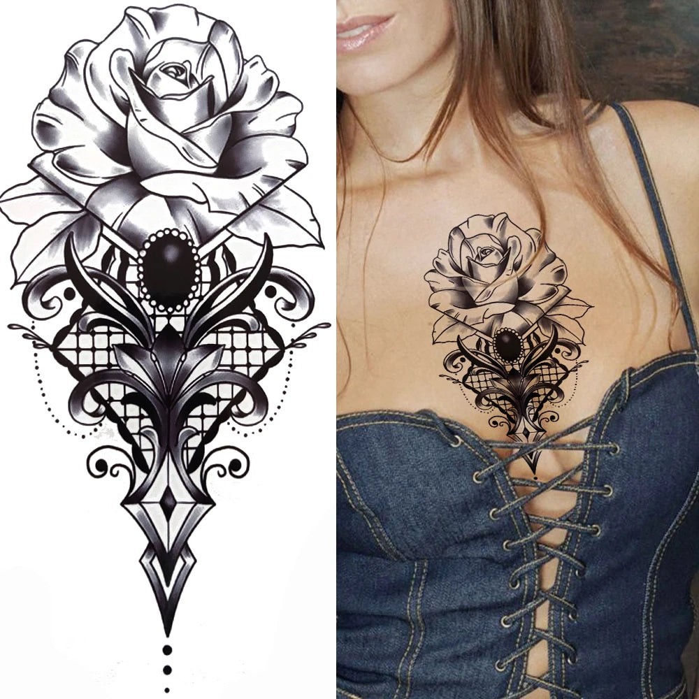 Temporary Peony Flower Tattoo