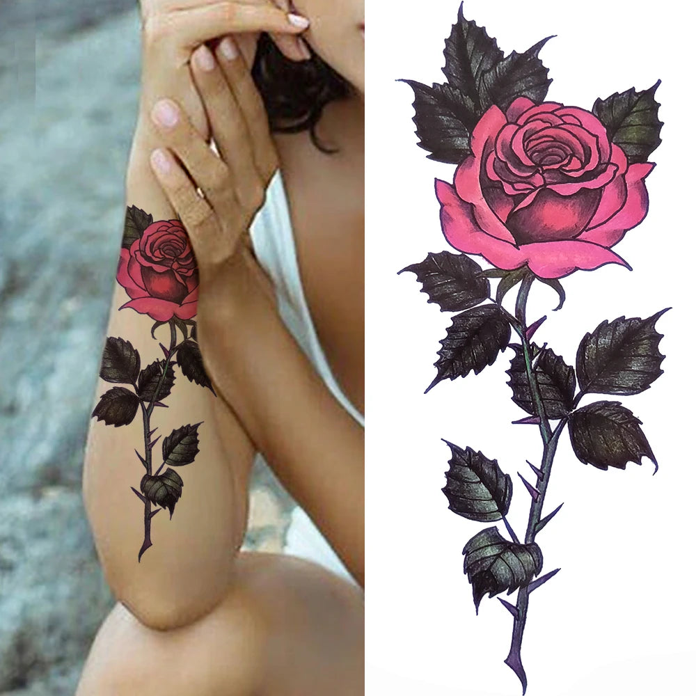 Temporary Peony Flower Tattoo