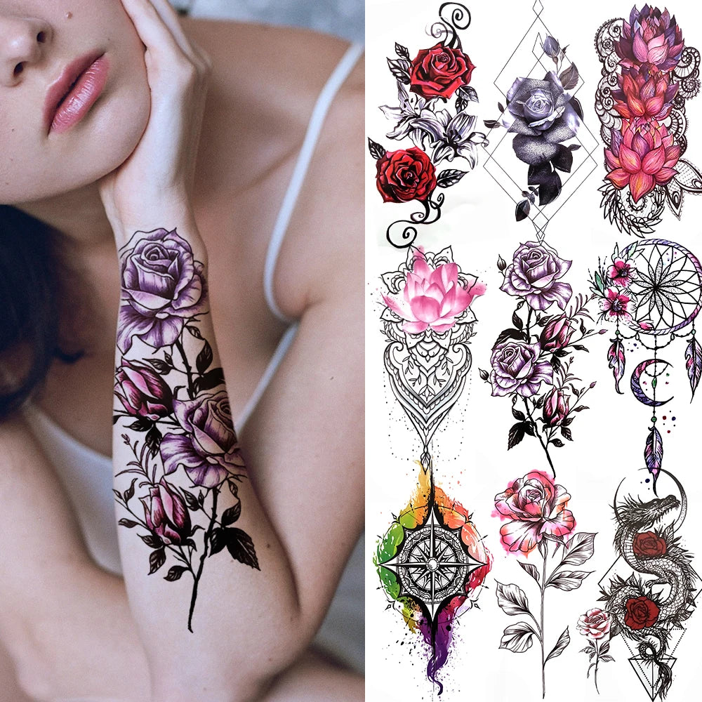 Temporary Peony Flower Tattoo