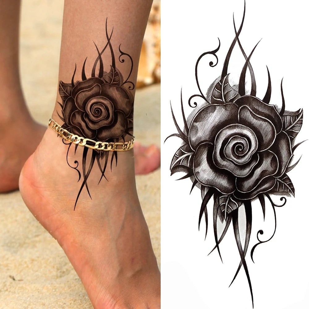 Temporary Peony Flower Tattoo