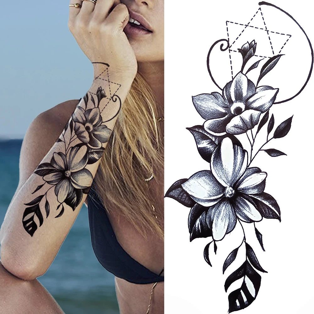 Temporary Peony Flower Tattoo