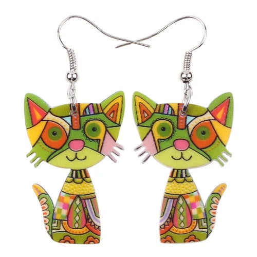 Cat-Shaped Acrylic Drop Earrings