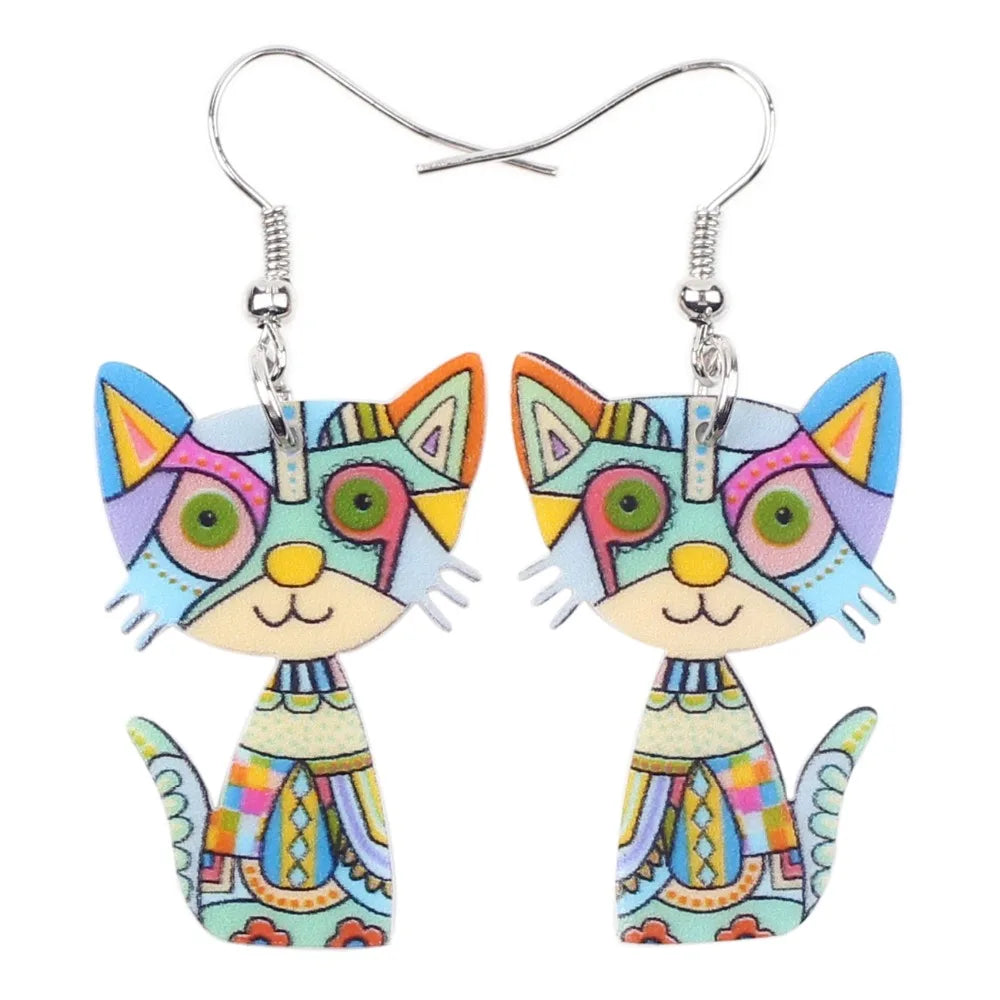 Cat-Shaped Acrylic Drop Earrings