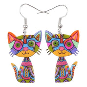Cat-Shaped Acrylic Drop Earrings