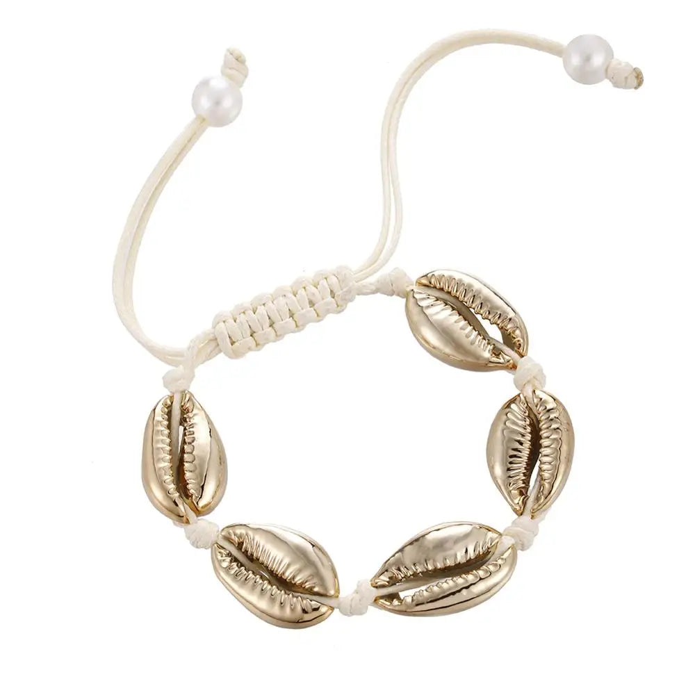 Handwoven Shell Charm Bracelet