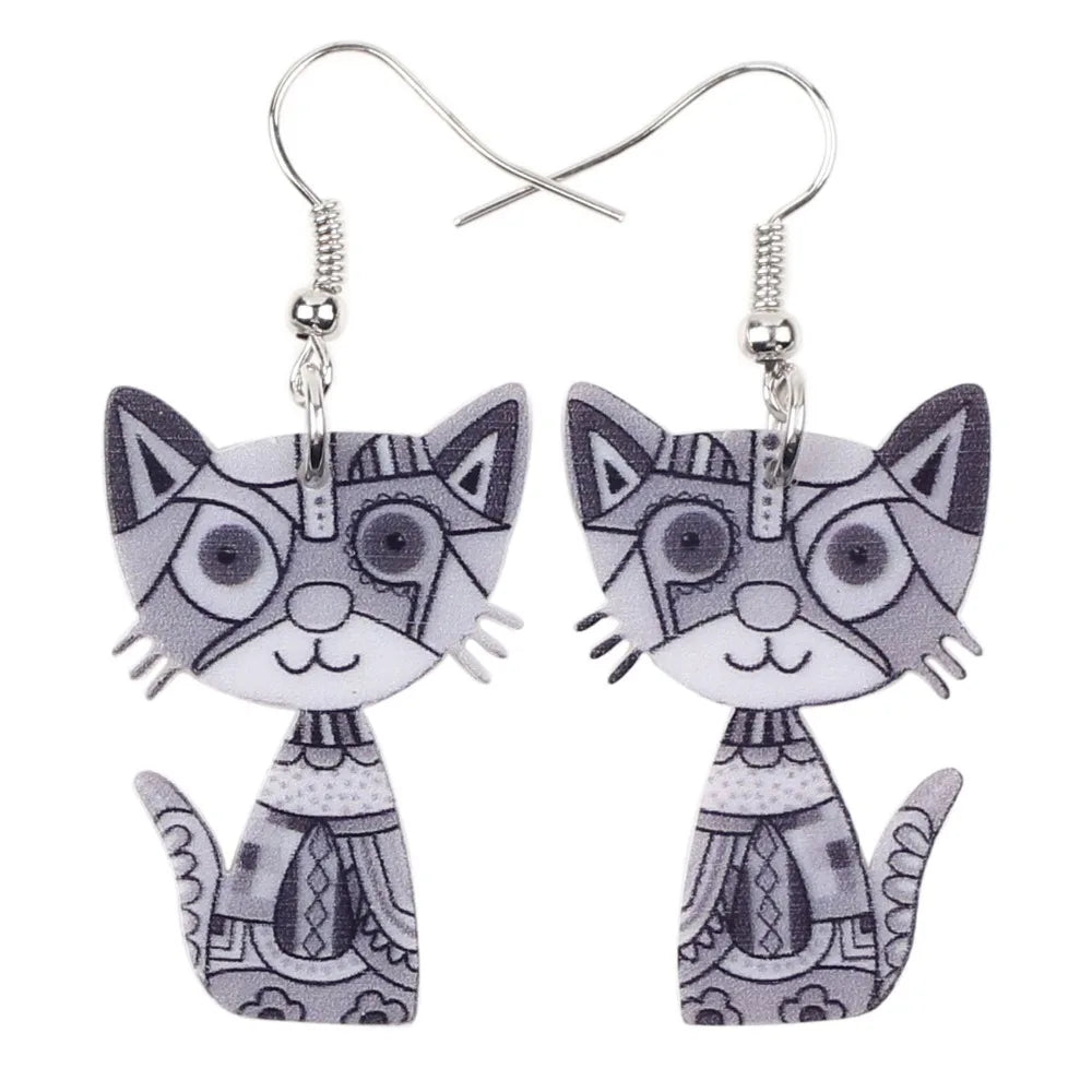 Cat-Shaped Acrylic Drop Earrings