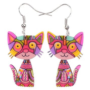 Cat-Shaped Acrylic Drop Earrings