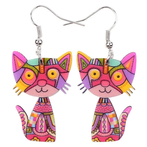 Cat-Shaped Acrylic Drop Earrings